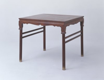 图片[1]-Yellow Pear Roll Grass Pattern Leg Spreading Table-China Archive